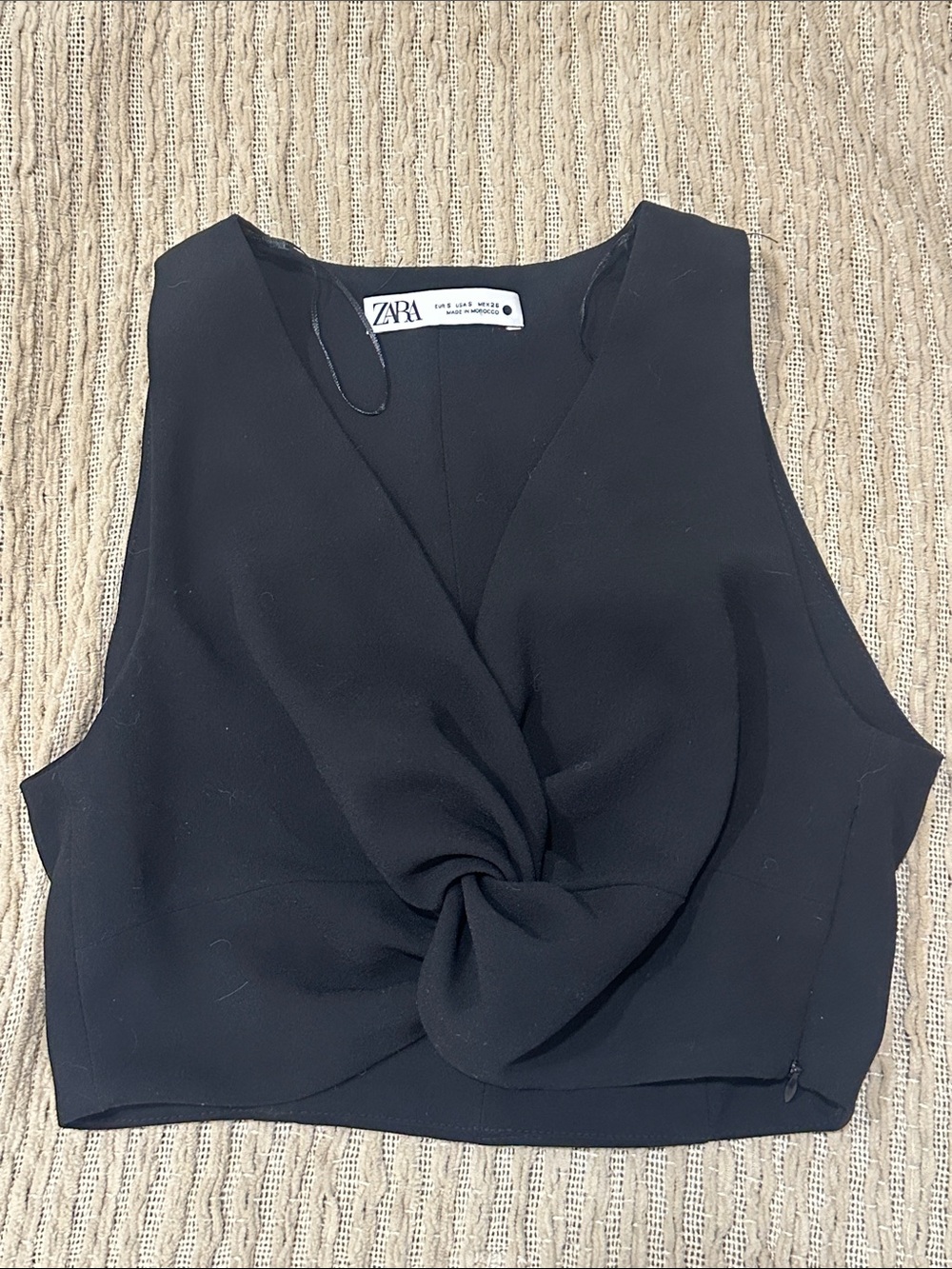 ZARA Black Twist-Knot Crop Top